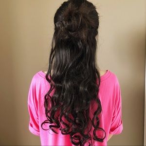 3/4 full head #2 curly hair extensions 7pc wig